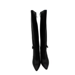 Cole Haan Loveth Tall Black Leather Boots Full Zip Heeled Knee High 9B